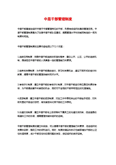 中层干部管理制度