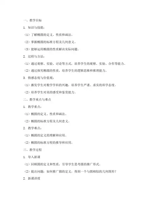 椭圆的教案设计模板