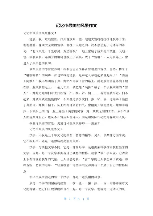 记忆中最美的风景作文