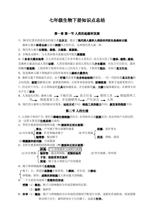 七年级生物下册(1、2章)知识点