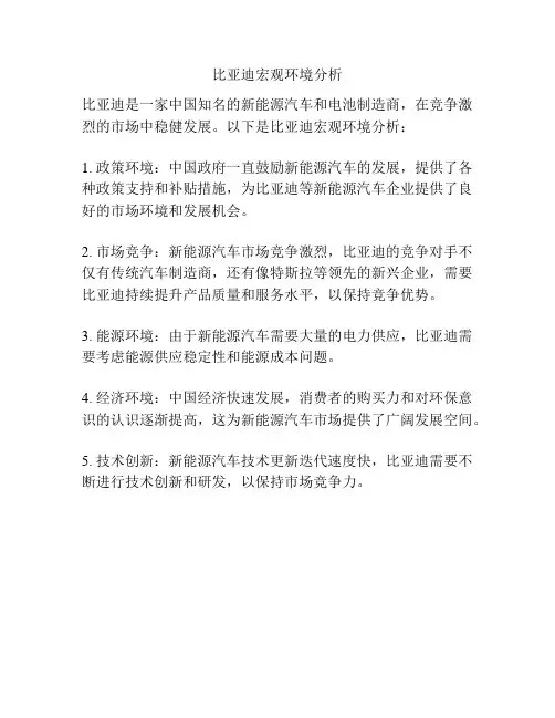 比亚迪宏观环境分析