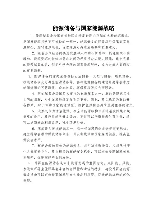 能源储备与国家能源战略