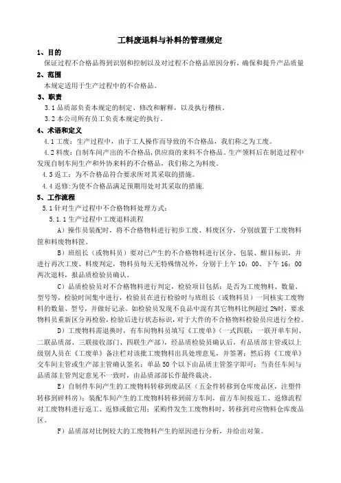 工料废退料与补料的管理规定