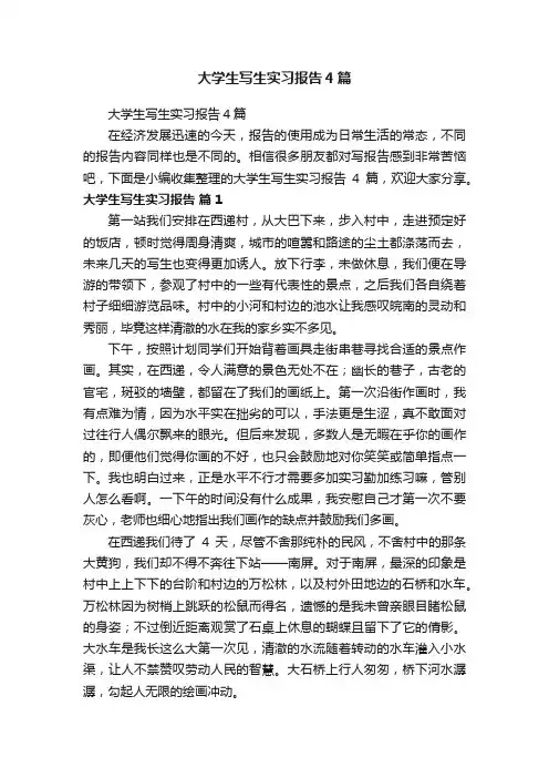 大学生写生实习报告4篇