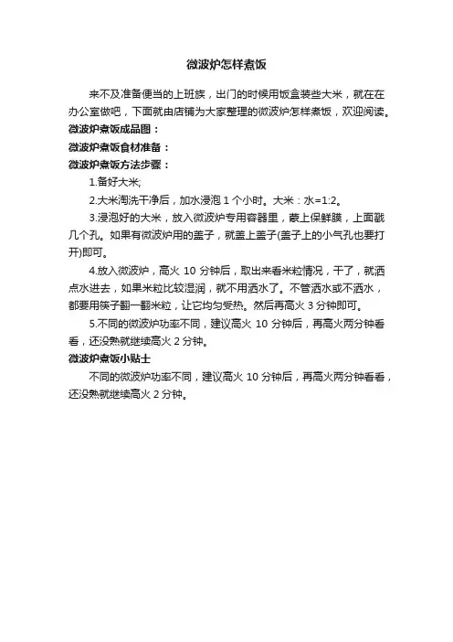 微波炉怎样煮饭