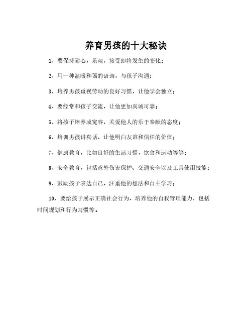 养育男孩的十大秘诀
