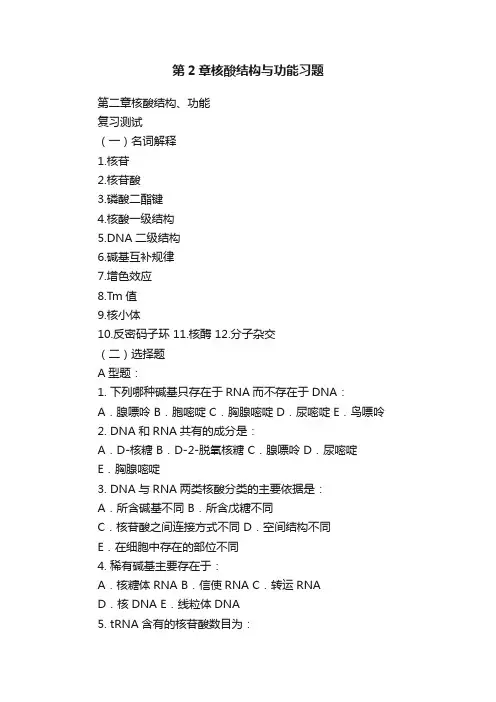 第2章核酸结构与功能习题