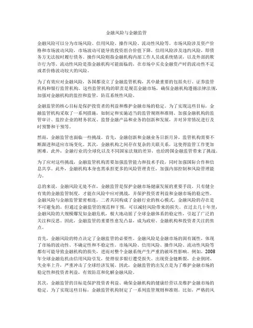 金融风险与金融监管