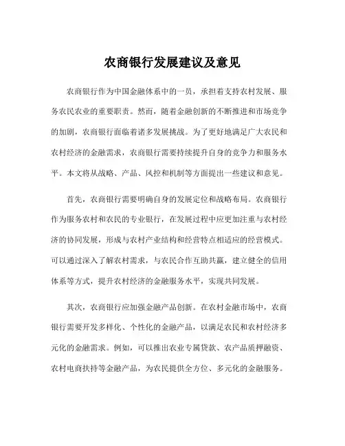 农商银行发展建议及意见
