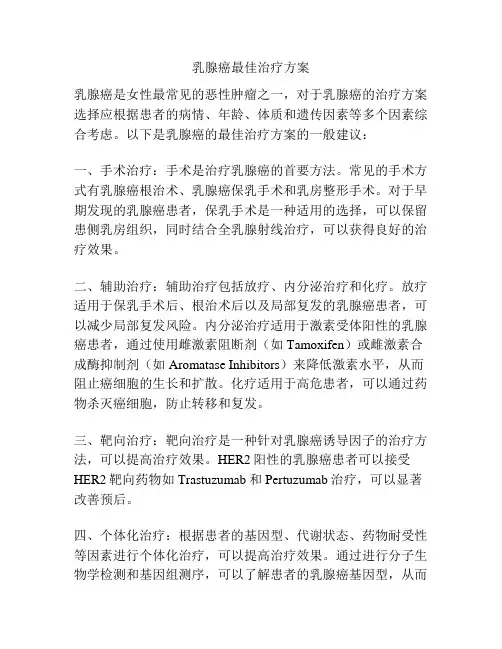 乳腺癌最佳治疗方案