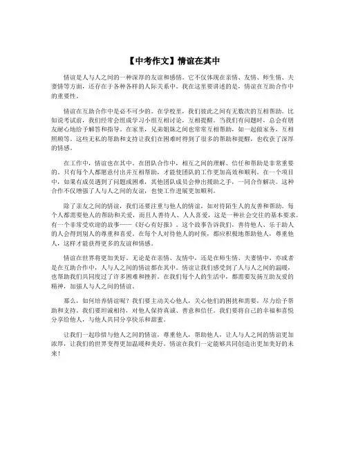 【中考作文】情谊在其中