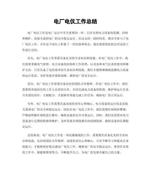 电厂电仪工作总结