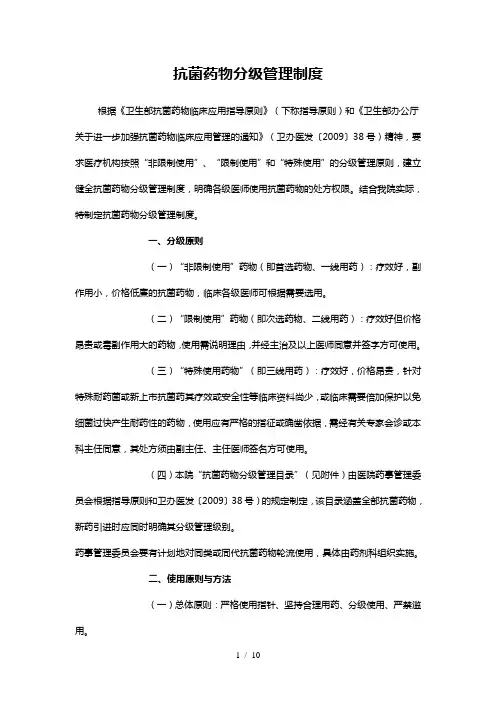 抗菌药物分级目录