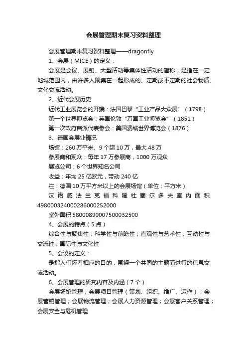 会展管理期末复习资料整理