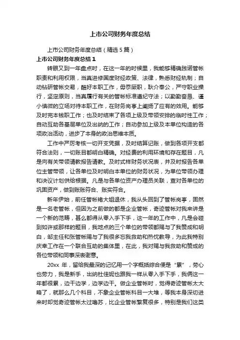 上市公司财务年度总结（精选5篇）