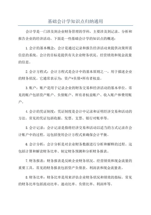 基础会计学知识点归纳通用