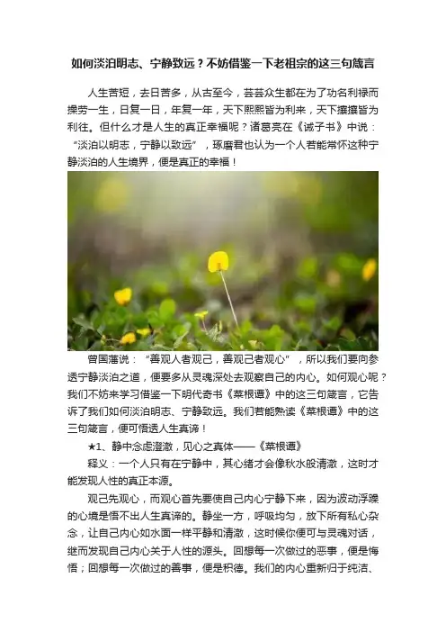 如何淡泊明志、宁静致远？不妨借鉴一下老祖宗的这三句箴言