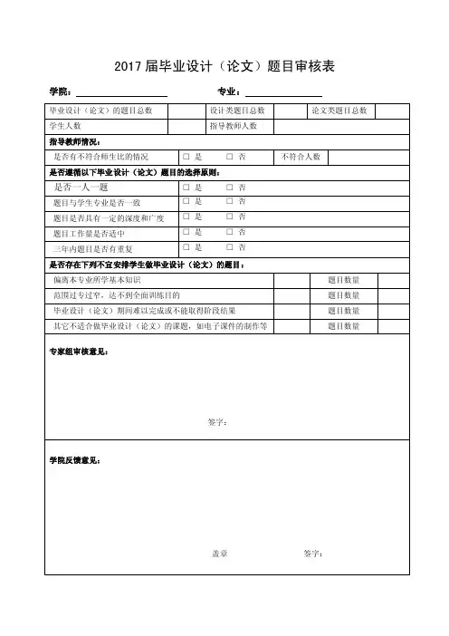 毕业设计（论文）题目审核表