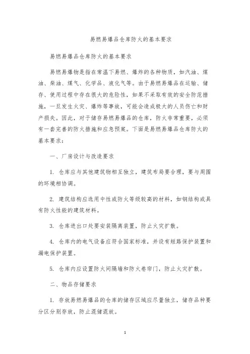易燃易爆品仓库防火的基本要求