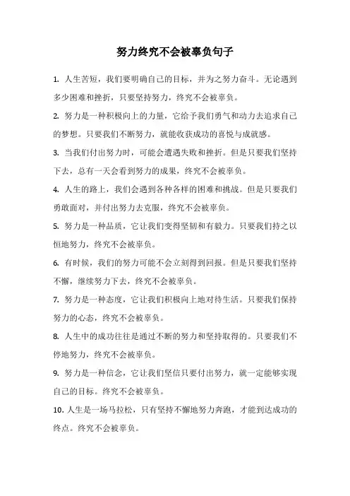 努力终究不会被辜负句子