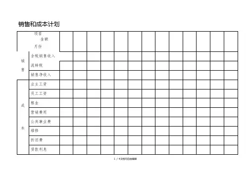 销售和成本计划表