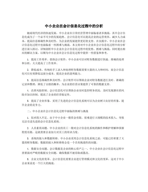 中小企业在会计信息化过程中的分析