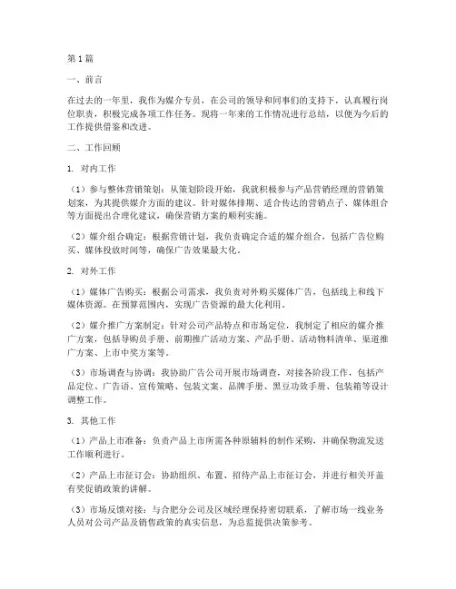 媒介专员的总结报告范文(3篇)