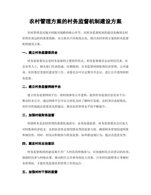 农村管理方案的村务监督机制建设方案