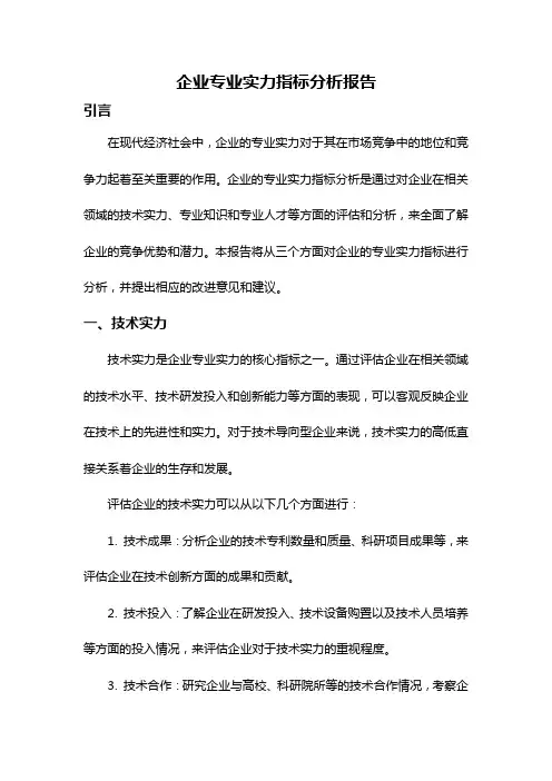 企业专业实力指标分析报告