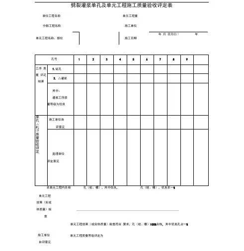 劈裂灌浆单孔及单元工程施工质量验收评定表(2)