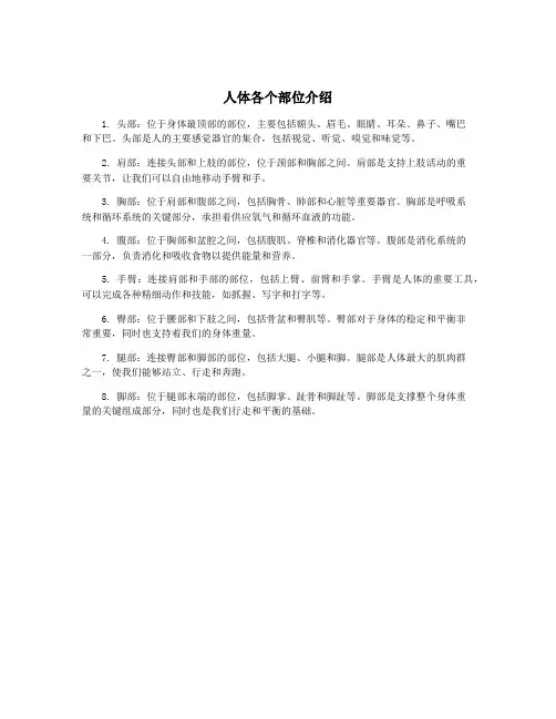 人体各个部位介绍