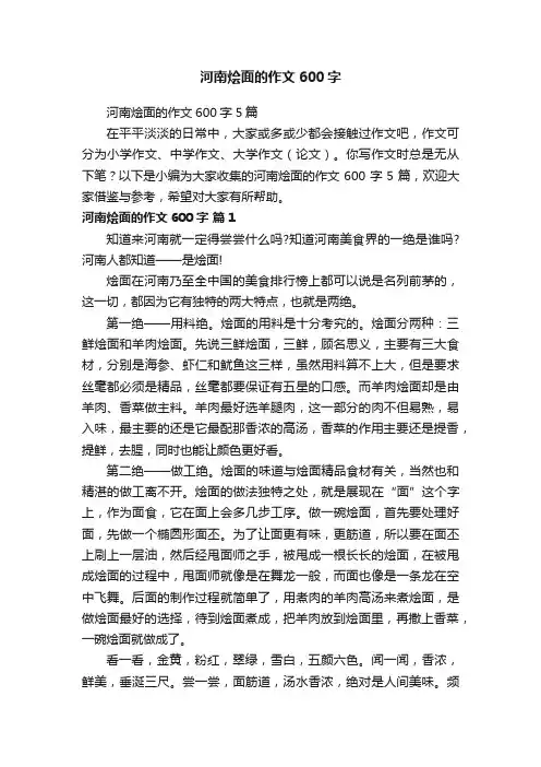 河南烩面的作文600字5篇