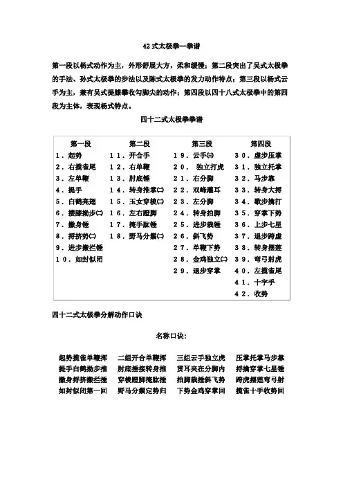 42式太极拳(吴阿敏)--拳谱