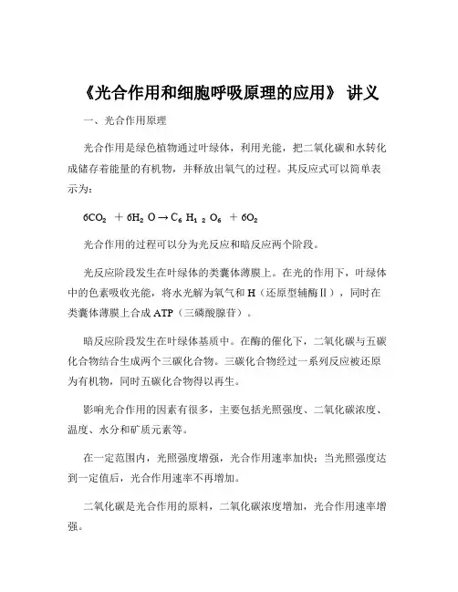 《光合作用和细胞呼吸原理的应用》 讲义