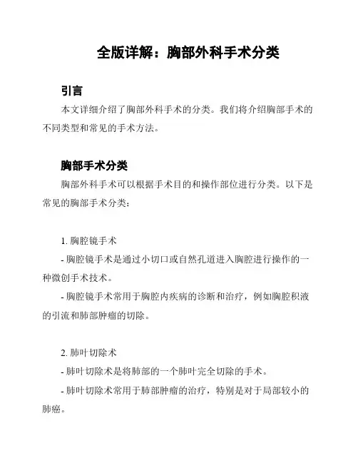 全版详解：胸部外科手术分类