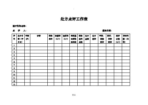门诊处方点评工作表