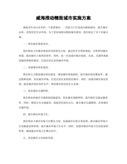 威海推动精致城市实施方案