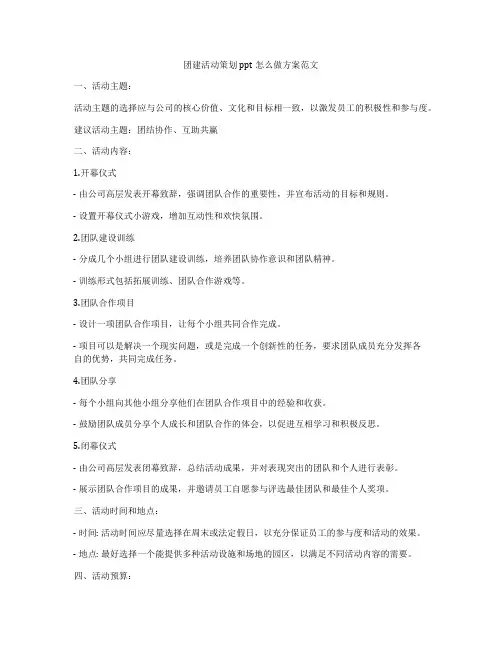 团建活动策划ppt怎么做方案范文