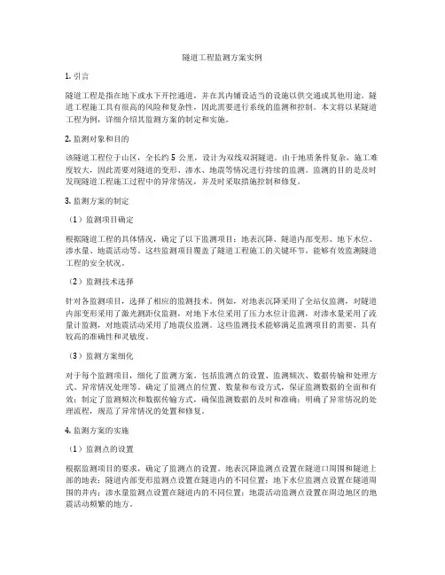 隧道工程监测方案实例