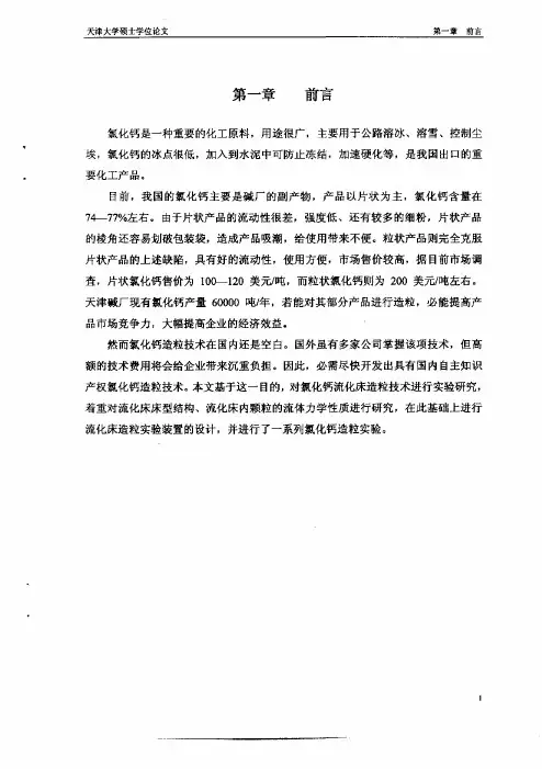 氯化钙喷动流化床造粒技术研究