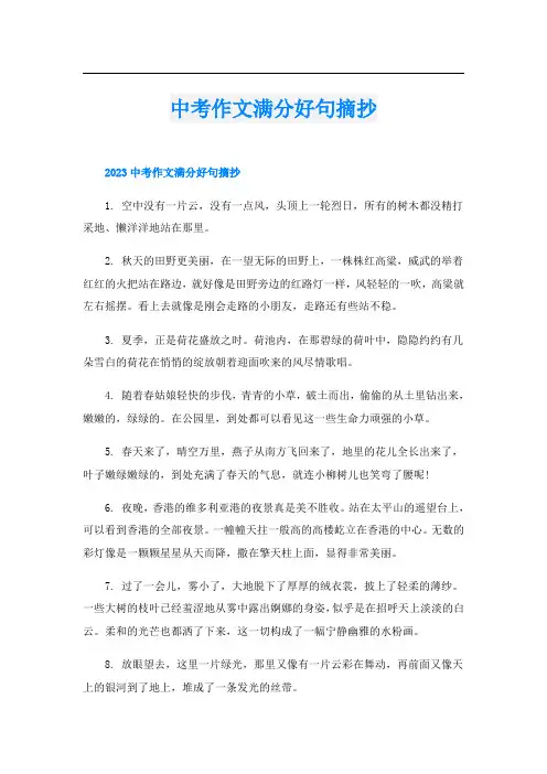 中考作文满分好句摘抄
