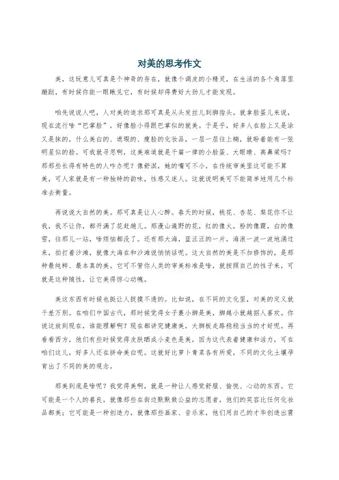 对美的思考作文