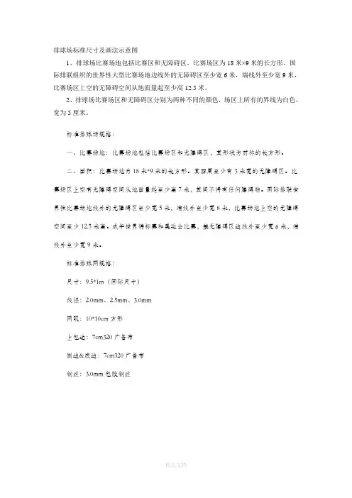 排球场标准尺寸及画法示意图