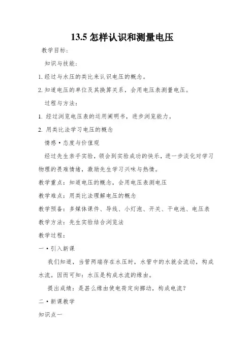 怎样认识和测量电压-经典教学教辅文档
