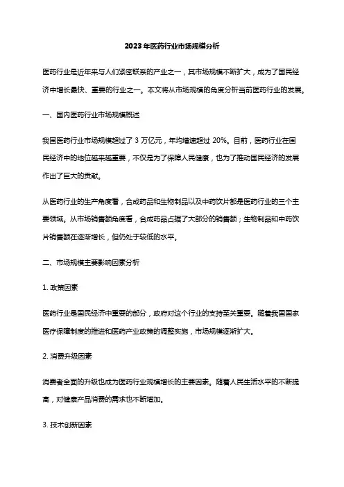 2023年医药行业市场规模分析