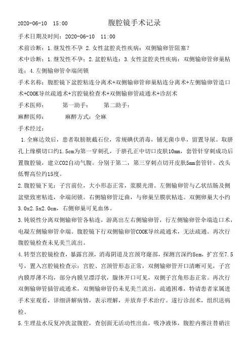 腹腔镜手术记录