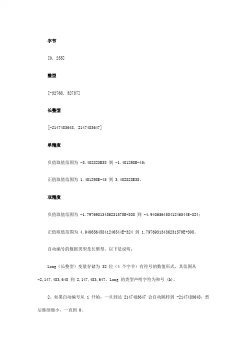 access字段数据类型