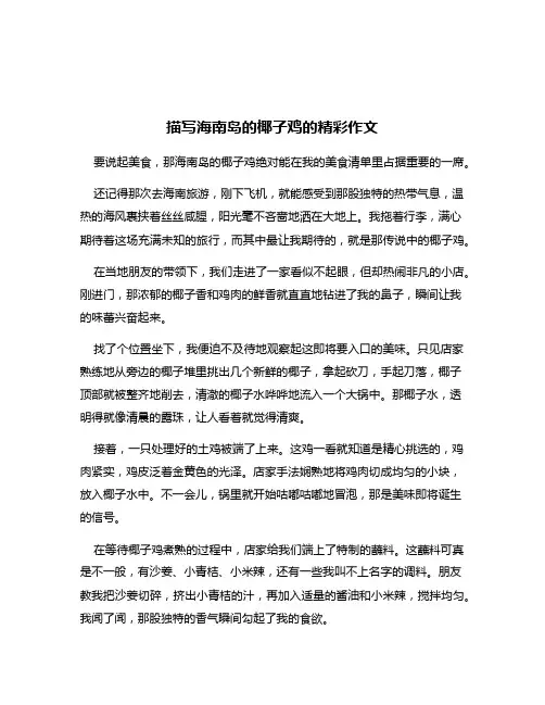 描写海南岛的椰子鸡的精彩作文
