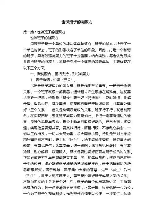 也谈班子的凝聚力