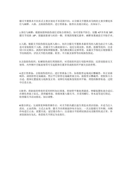 膝关节置换手术标准